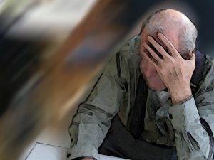 An old man suffering from Alzheimer’s Disease